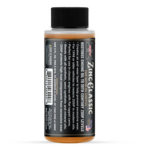 Back label of REV-X Zinc Classic ZDDP Oil Additive with directions and product benefits